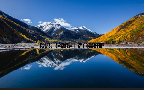 我想, 这就是生活的美好吧