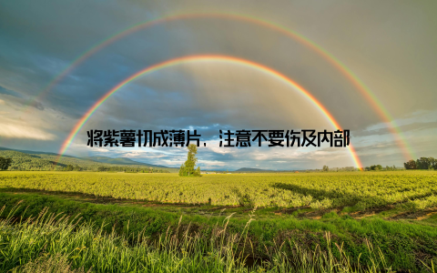 将紫薯切成薄片, 注意不要伤及内部