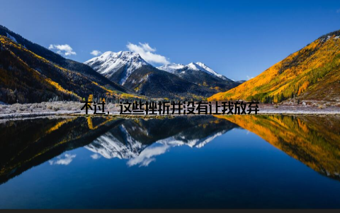 不过, 这些挫折并没有让我放弃